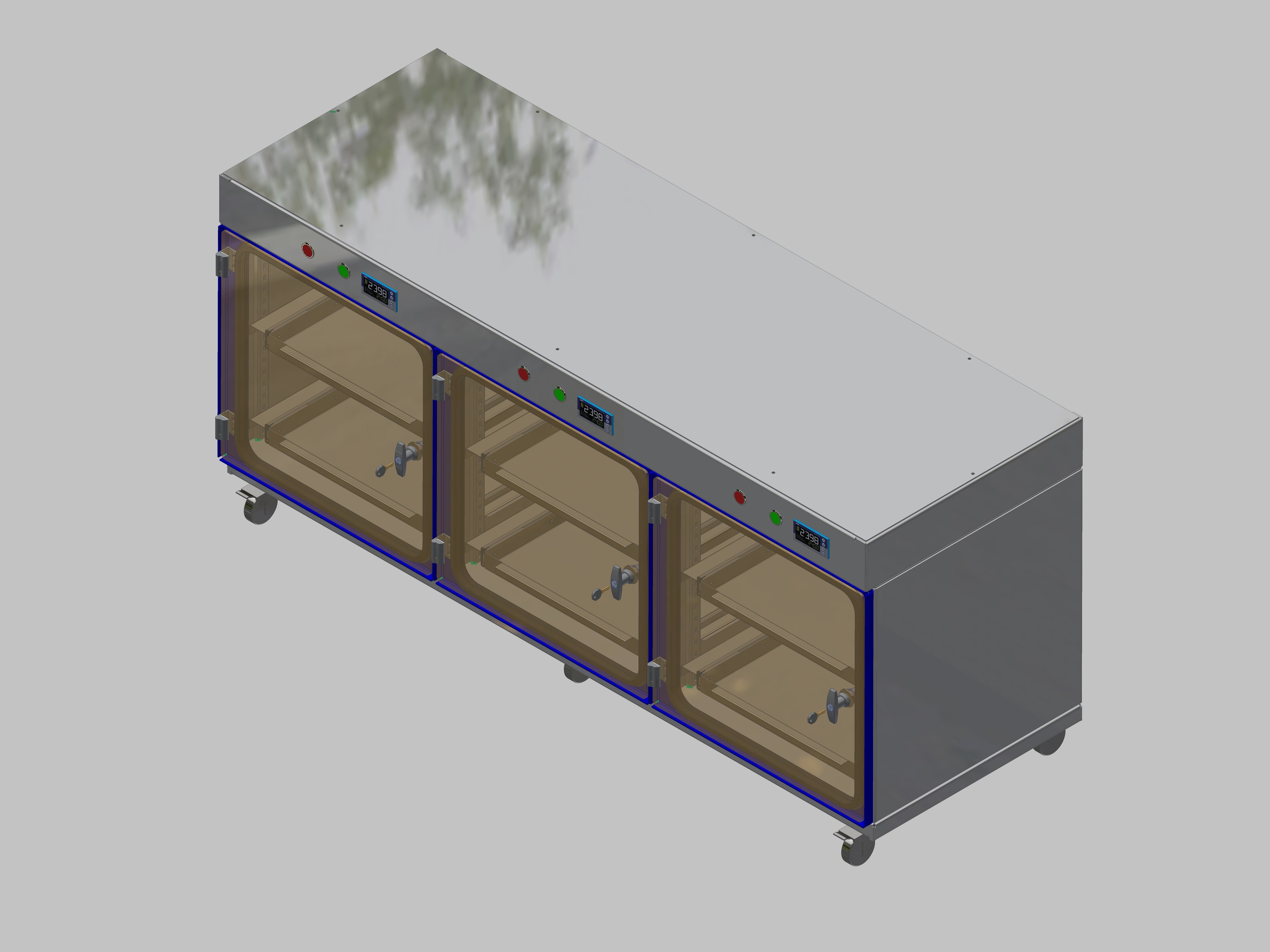 Armoire de rangement sèche-ITN-1800-3 avec 2 tiroirs par compartiment et conception de base avec roulettes