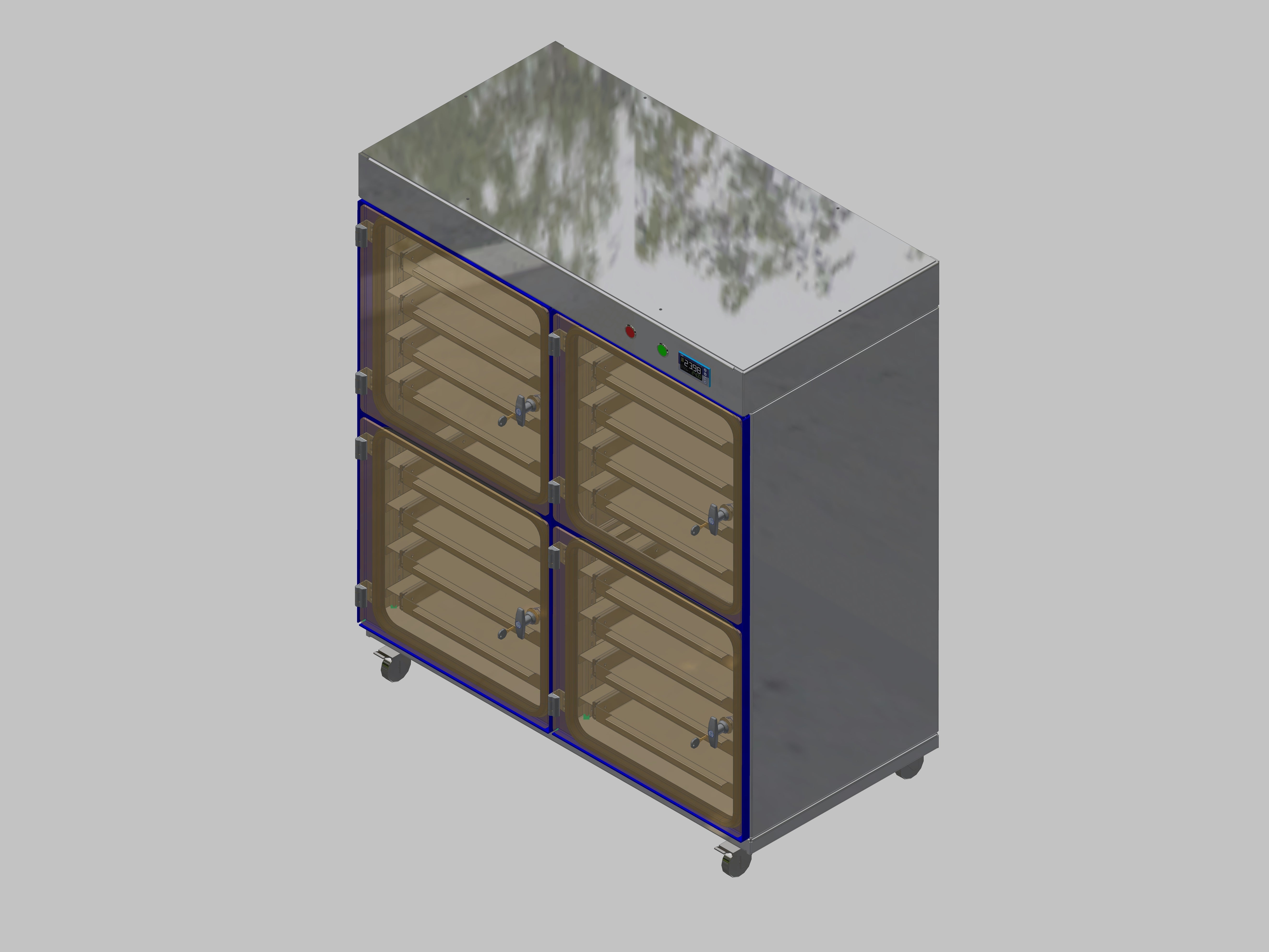 Armoire de stockage à sec-ITN-1200-4 avec 4 tiroirs par compartiment et conception de base avec roulettes