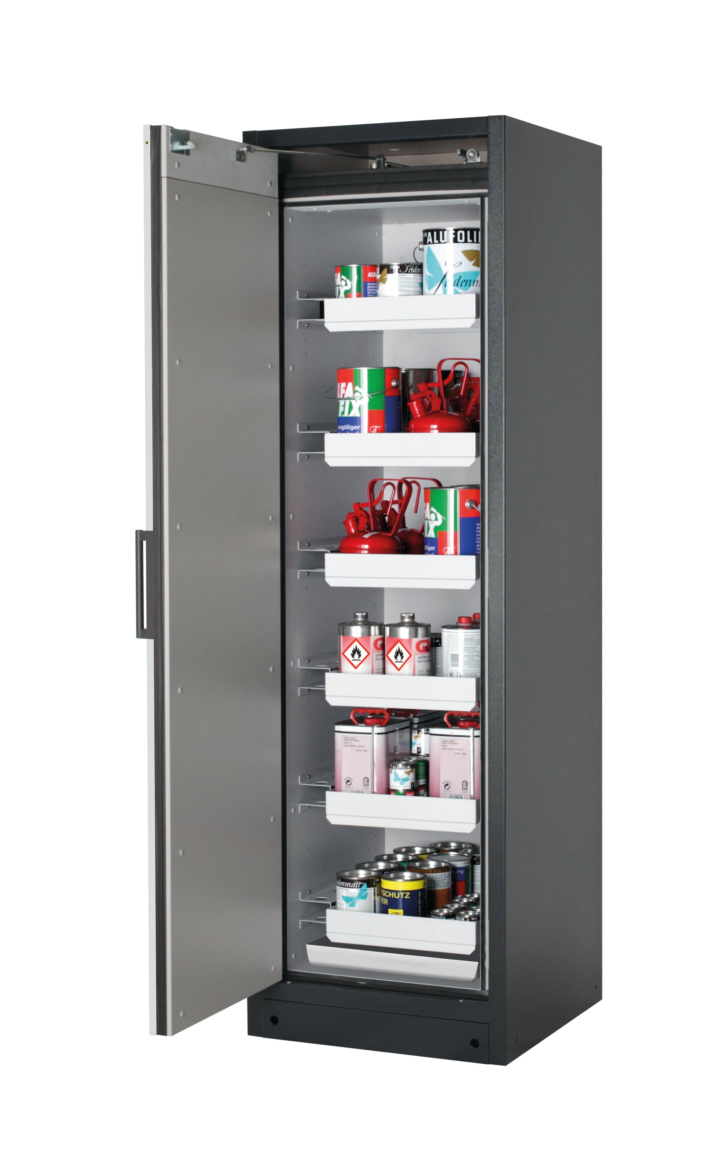 Type 90 safety storage cabinet Q-CLASSIC-90 model Q90.195.060 in light grey RAL 7035 with 6x drawer (standard) (sheet steel),