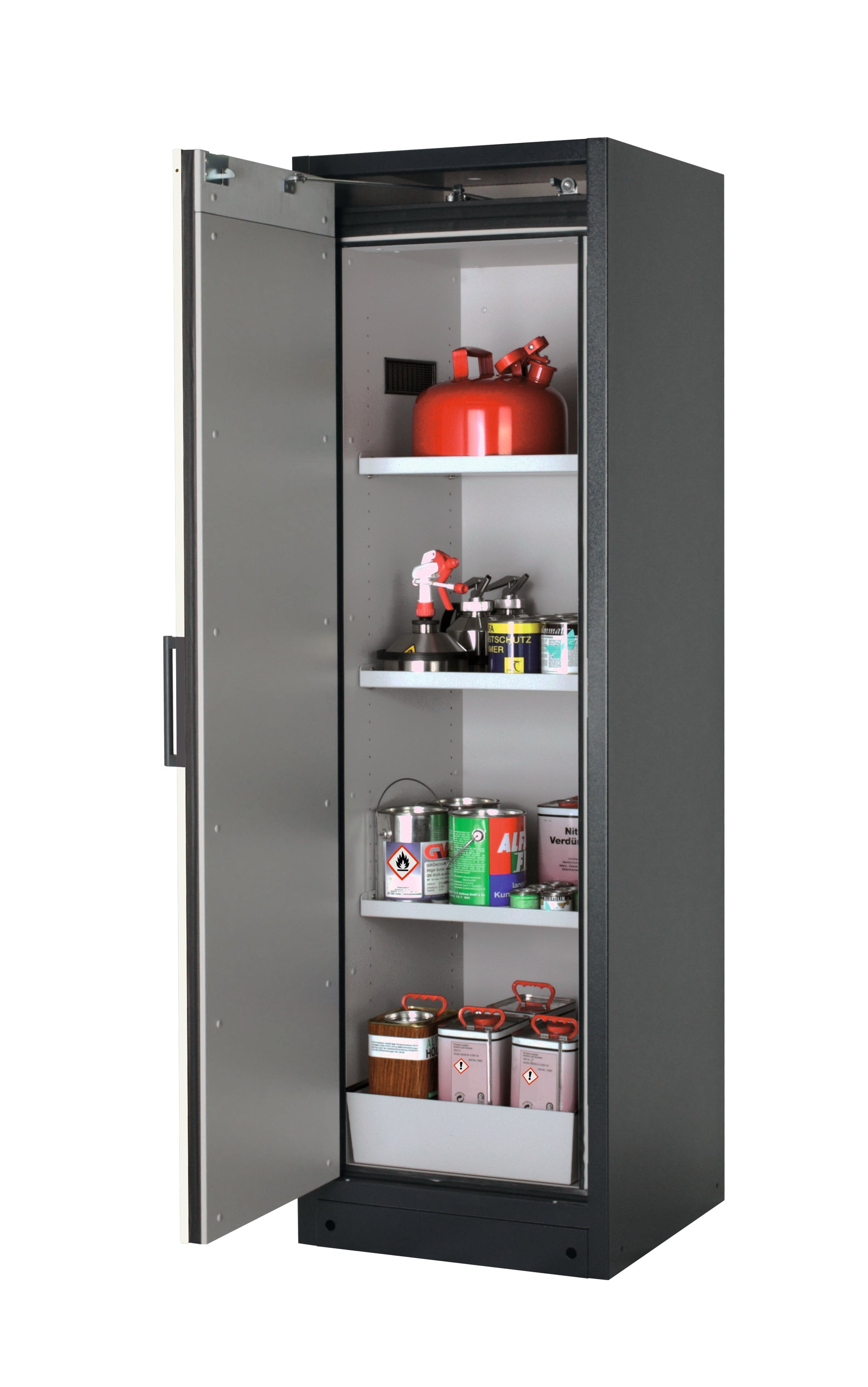 Type 90 safety storage cabinet Q-CLASSIC-90 model Q90.195.060 in asecos silver with 3x shelf standard (sheet steel),