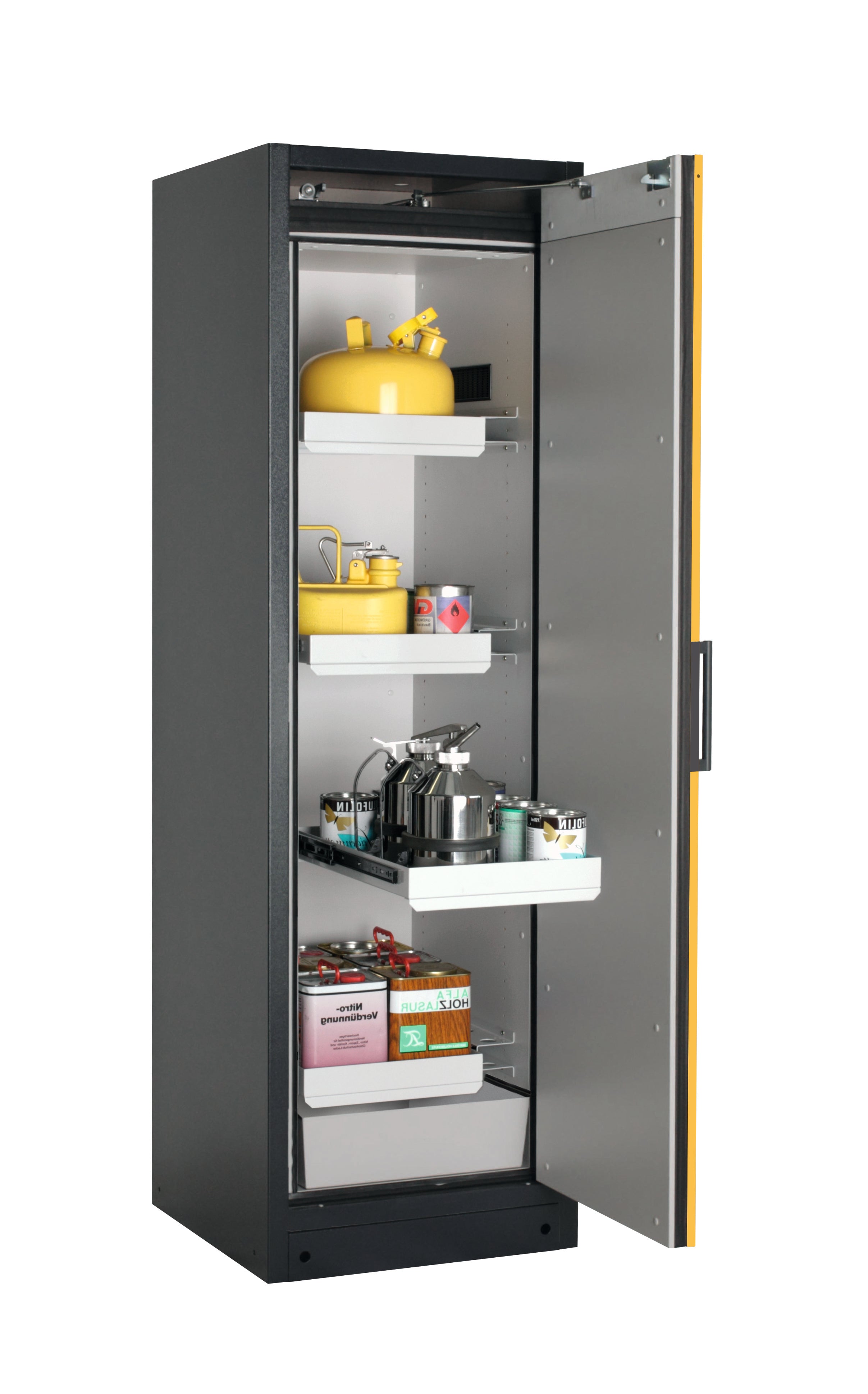 Type 90 safety storage cabinet Q-CLASSIC-90 model Q90.195.060.R in warning yellow RAL 1004 with 3x drawer (standard) (sheet steel),