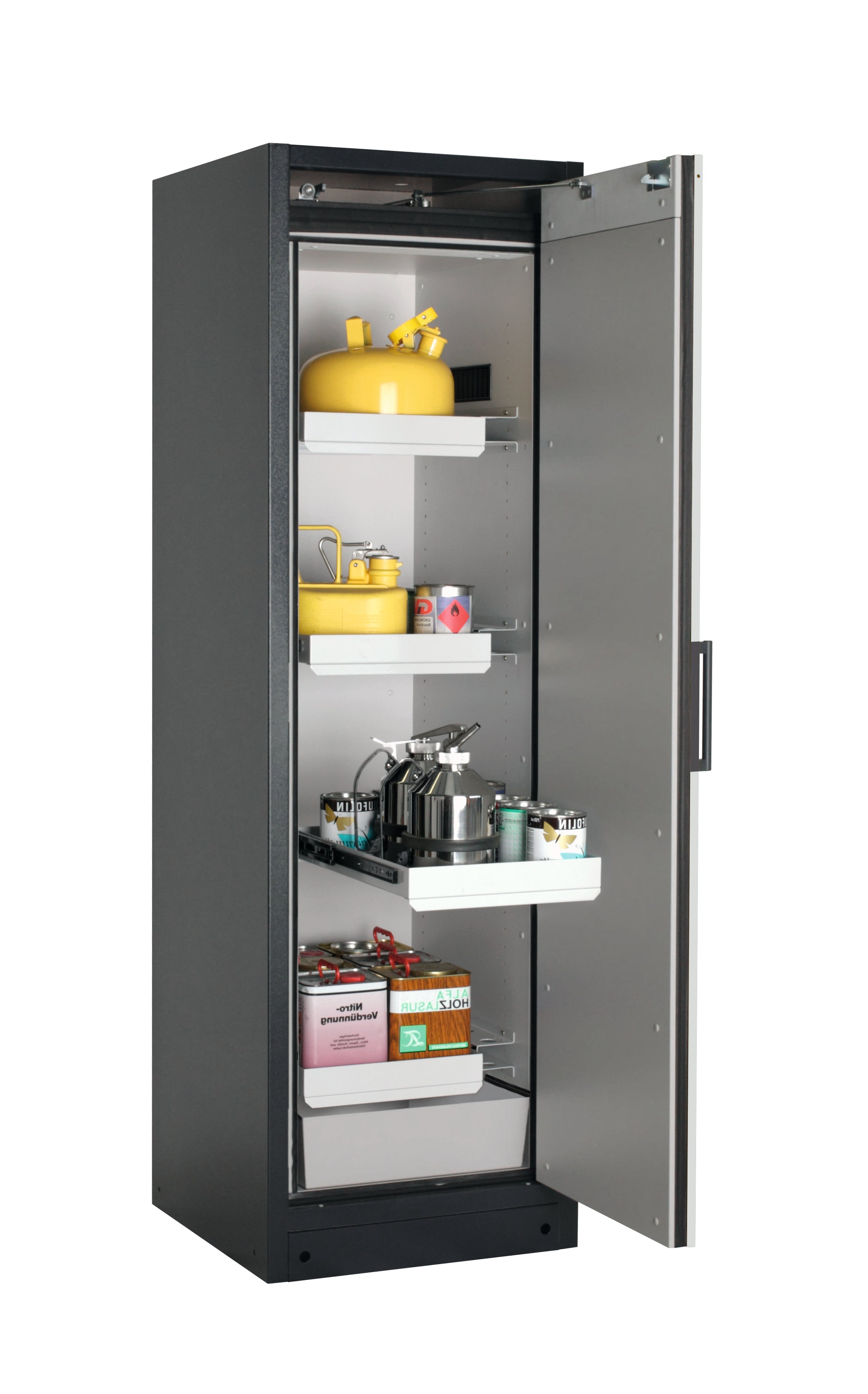 Type 90 safety storage cabinet Q-CLASSIC-90 model Q90.195.060.R in light grey RAL 7035 with 3x drawer (standard) (sheet steel),