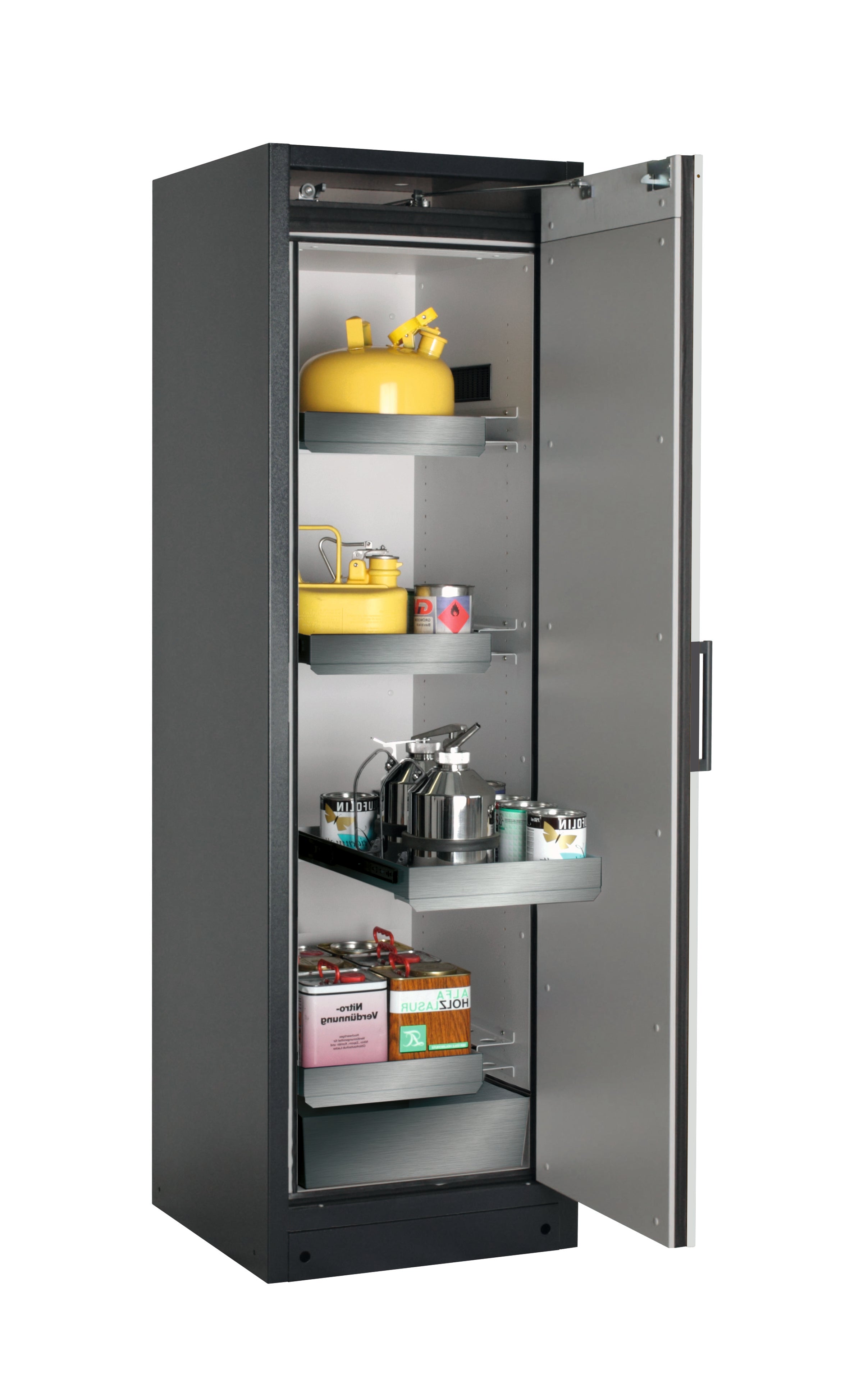 Type 90 safety storage cabinet Q-CLASSIC-90 model Q90.195.060.R in light grey RAL 7035 with 3x drawer (standard) (stainless steel 1.4301),