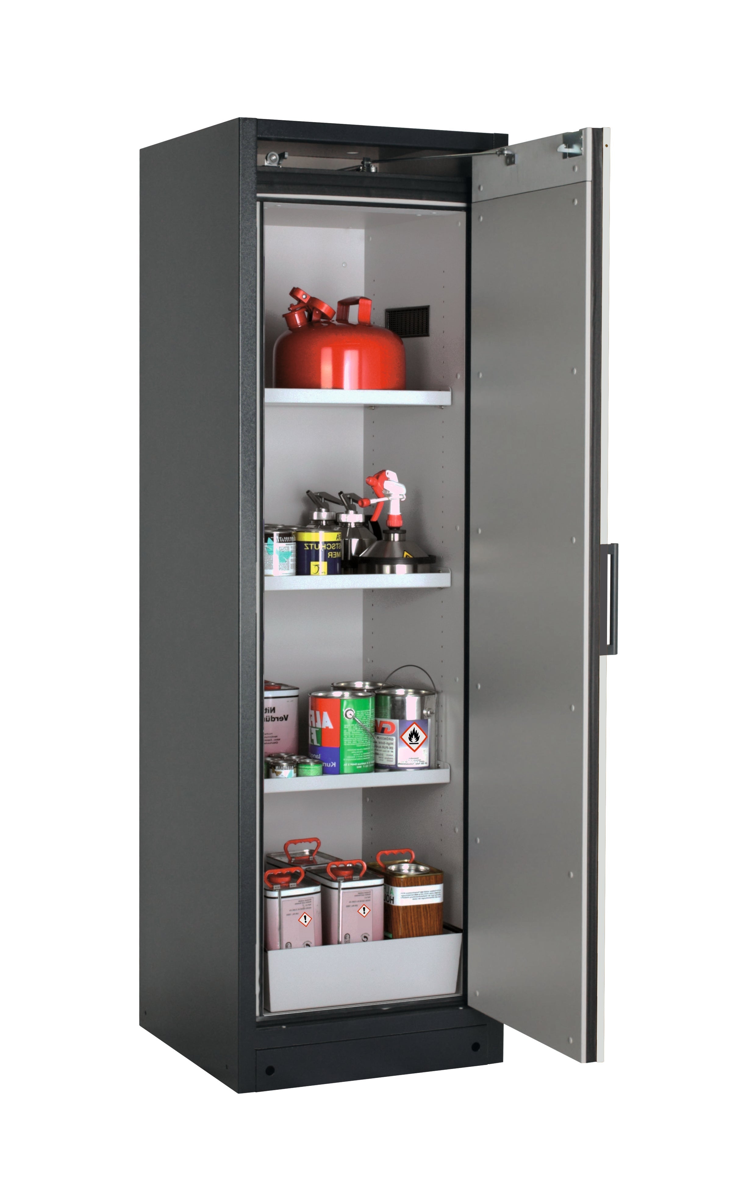 Type 90 safety storage cabinet Q-CLASSIC-90 model Q90.195.060.R in light grey RAL 7035 with 3x shelf standard (sheet steel),