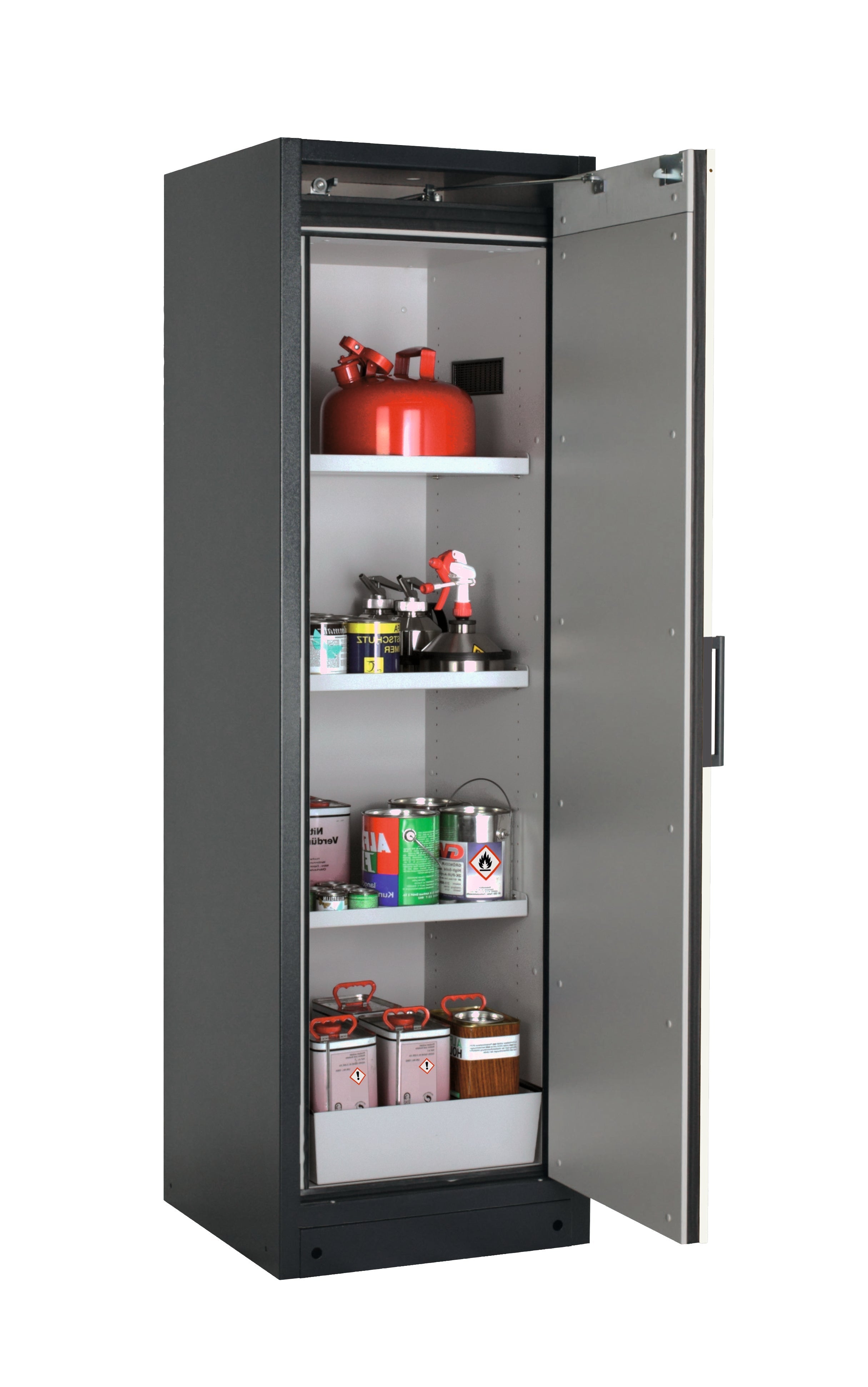 Type 90 safety storage cabinet Q-CLASSIC-90 model Q90.195.060.R in asecos silver with 3x shelf standard (sheet steel),