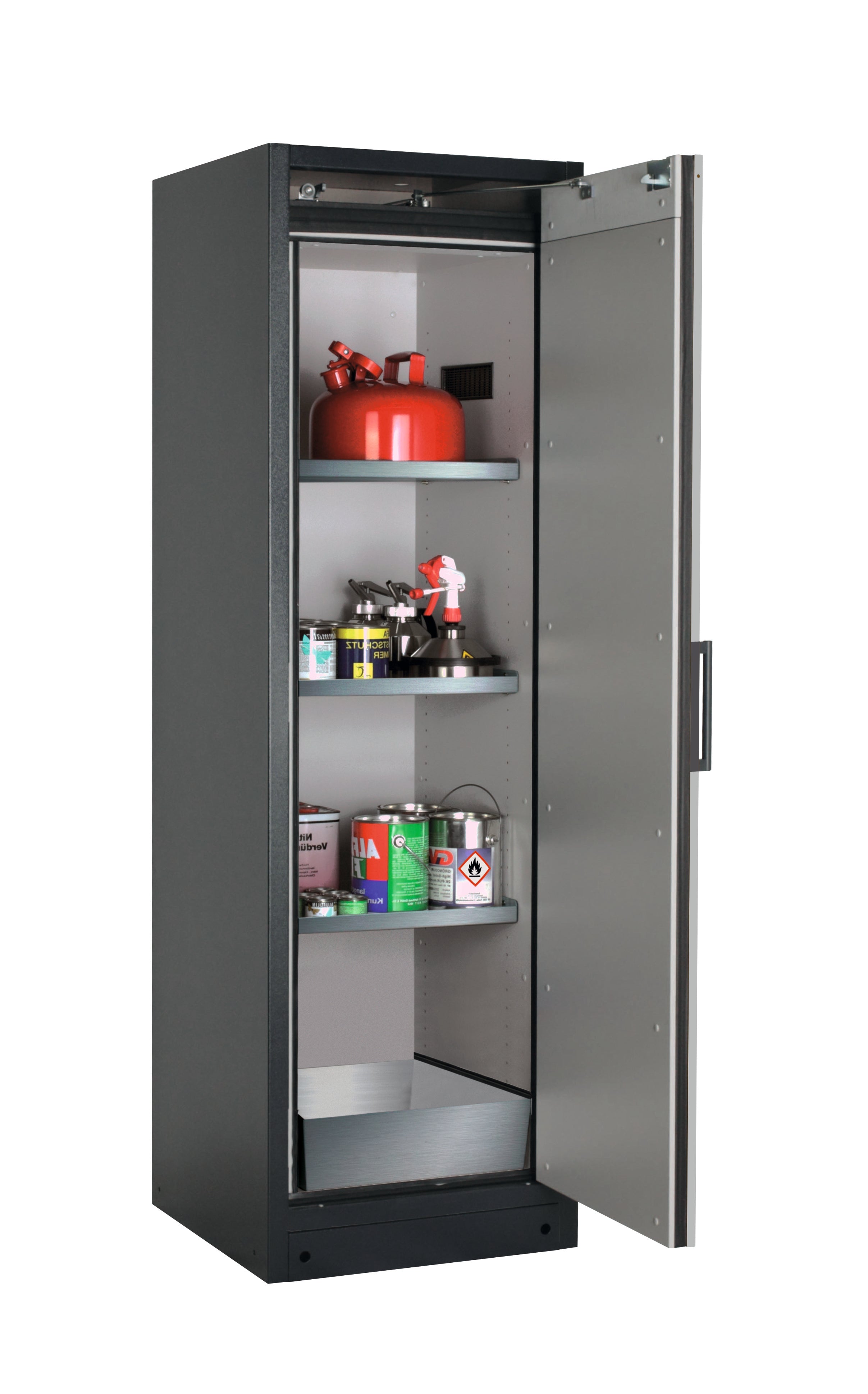 Type 90 safety storage cabinet Q-CLASSIC-90 model Q90.195.060.R in pure white RAL 9010 with 3x shelf standard (stainless steel 1.4301),
