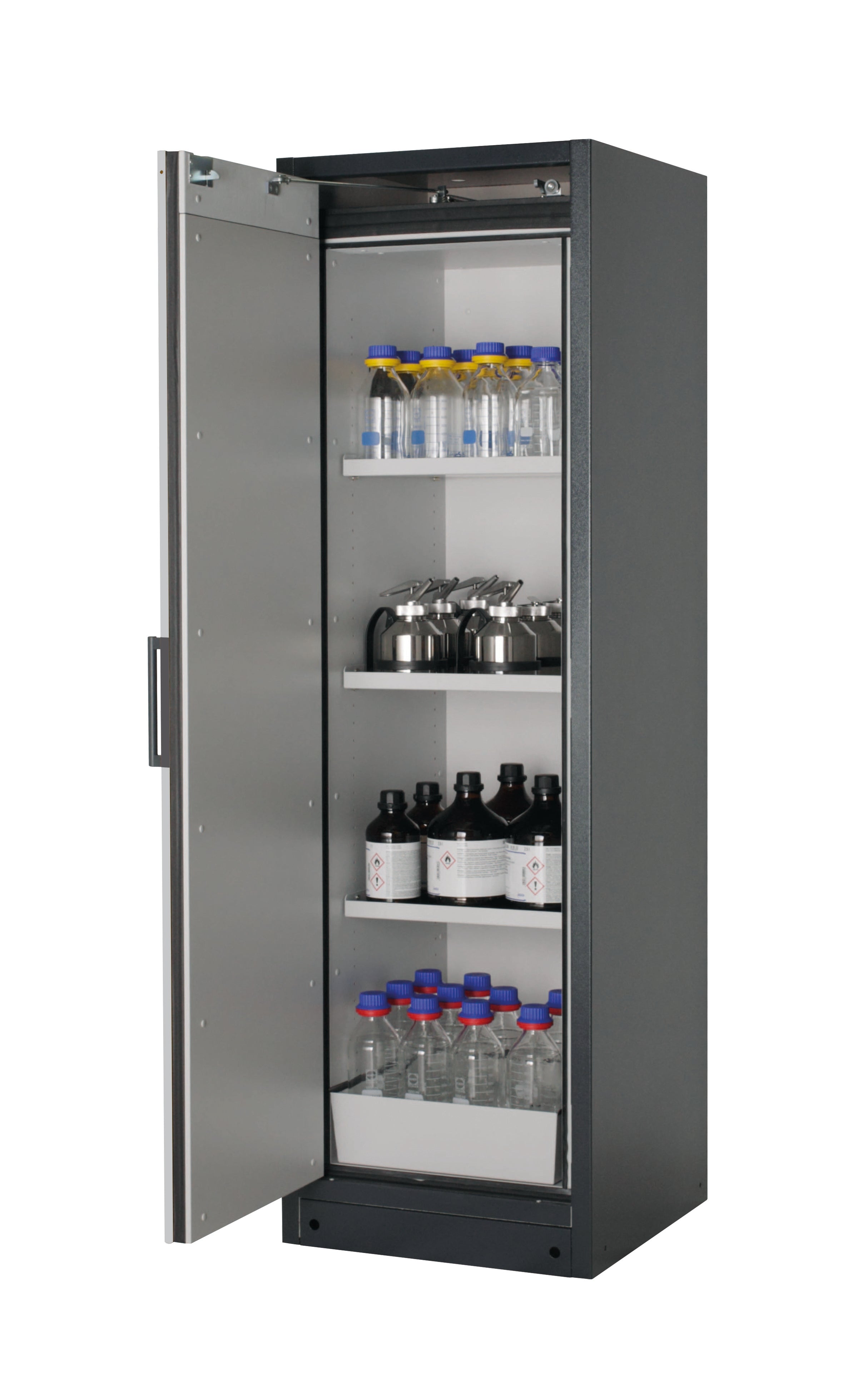 Type 90 safety storage cabinet Q-CLASSIC-90 model Q90.195.060 in light grey RAL 7035 with 3x shelf standard (sheet steel),