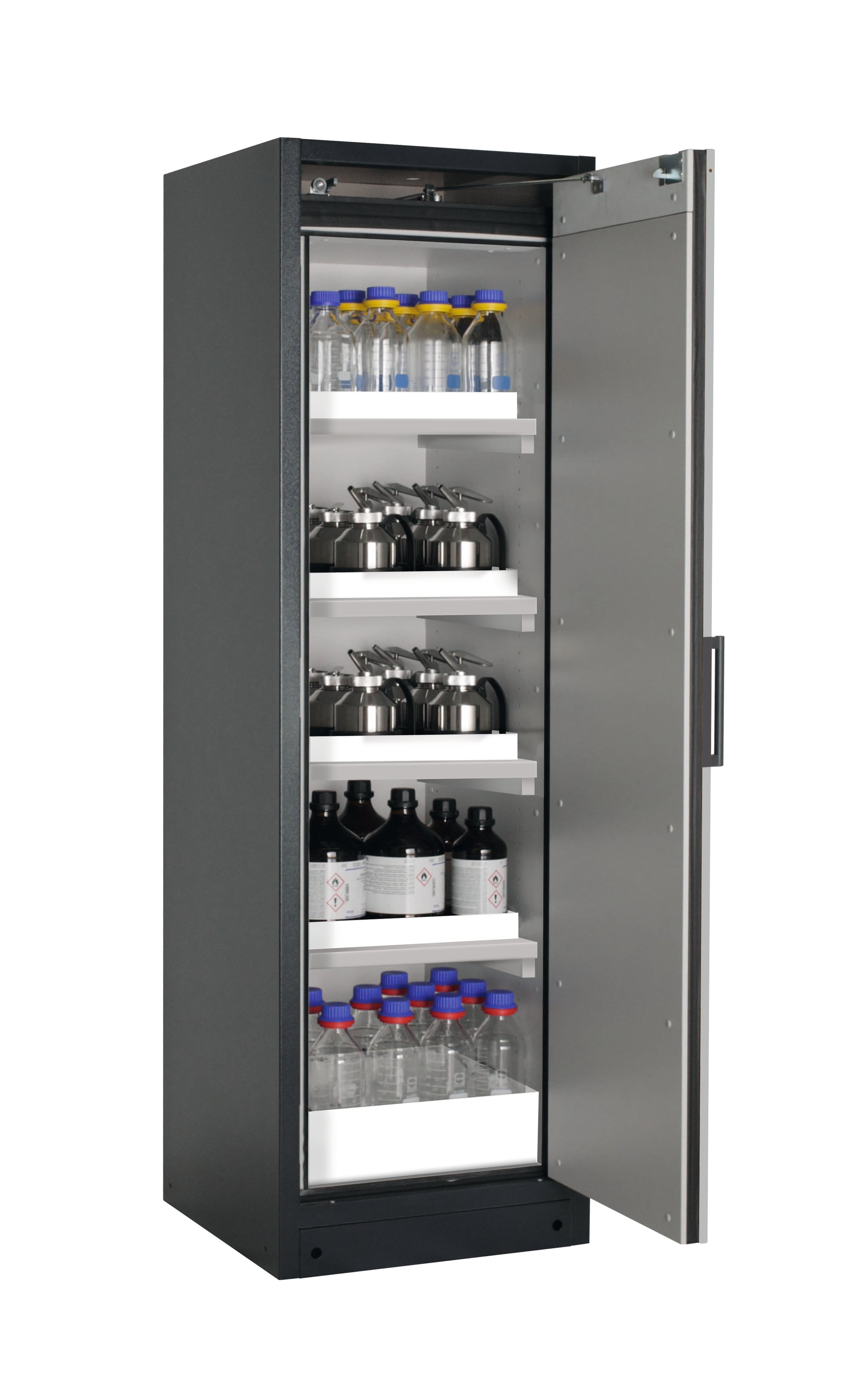 Type 90 safety storage cabinet Q-CLASSIC-90 model Q90.195.060.R in pure white RAL 9010 with 4x tray shelf (standard) (polypropylene),