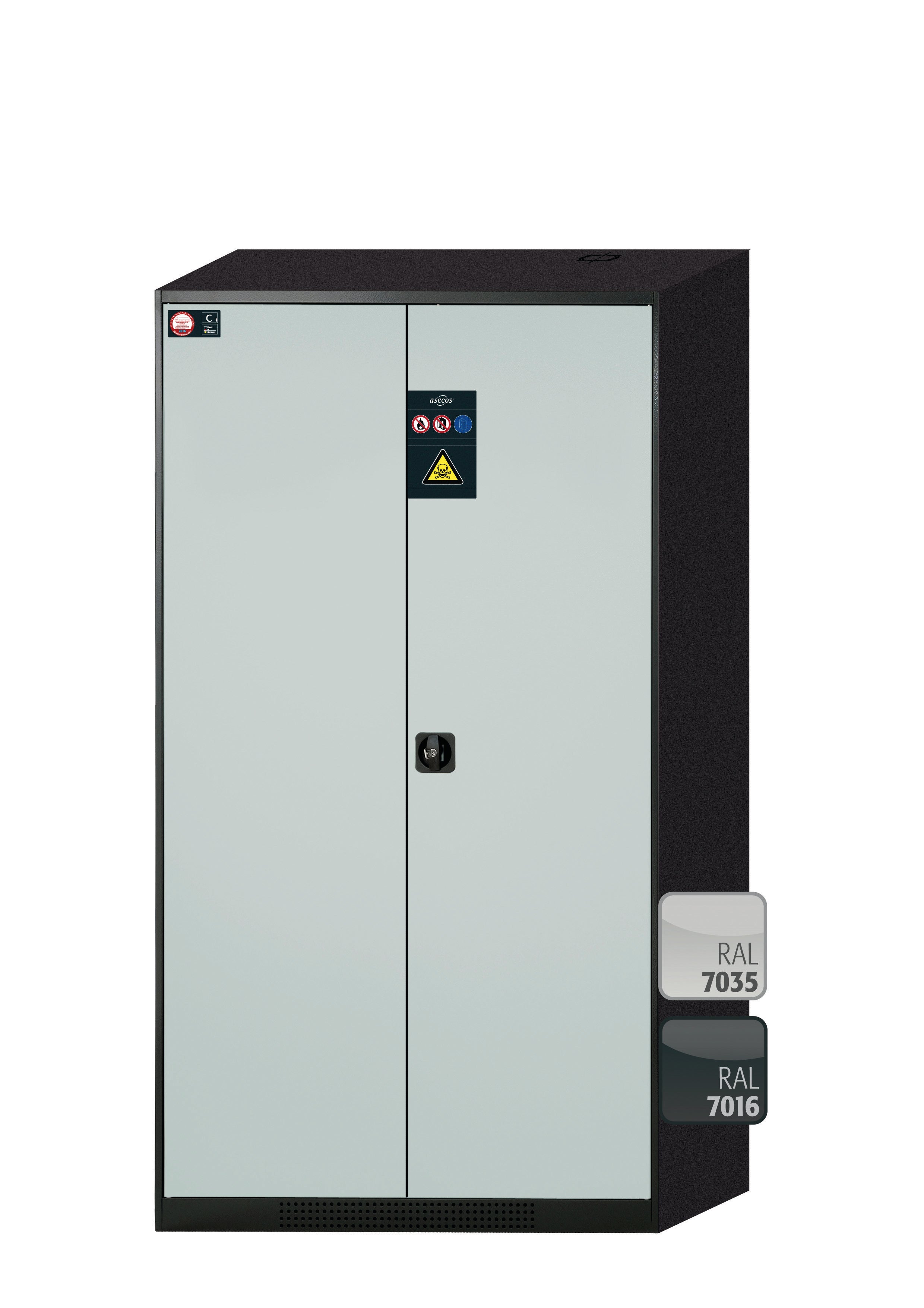 Chemical cabinet CS-CLASSIC model CS.195.105 in light gray RAL 7035 with 3x standard shelves (sheet steel)
