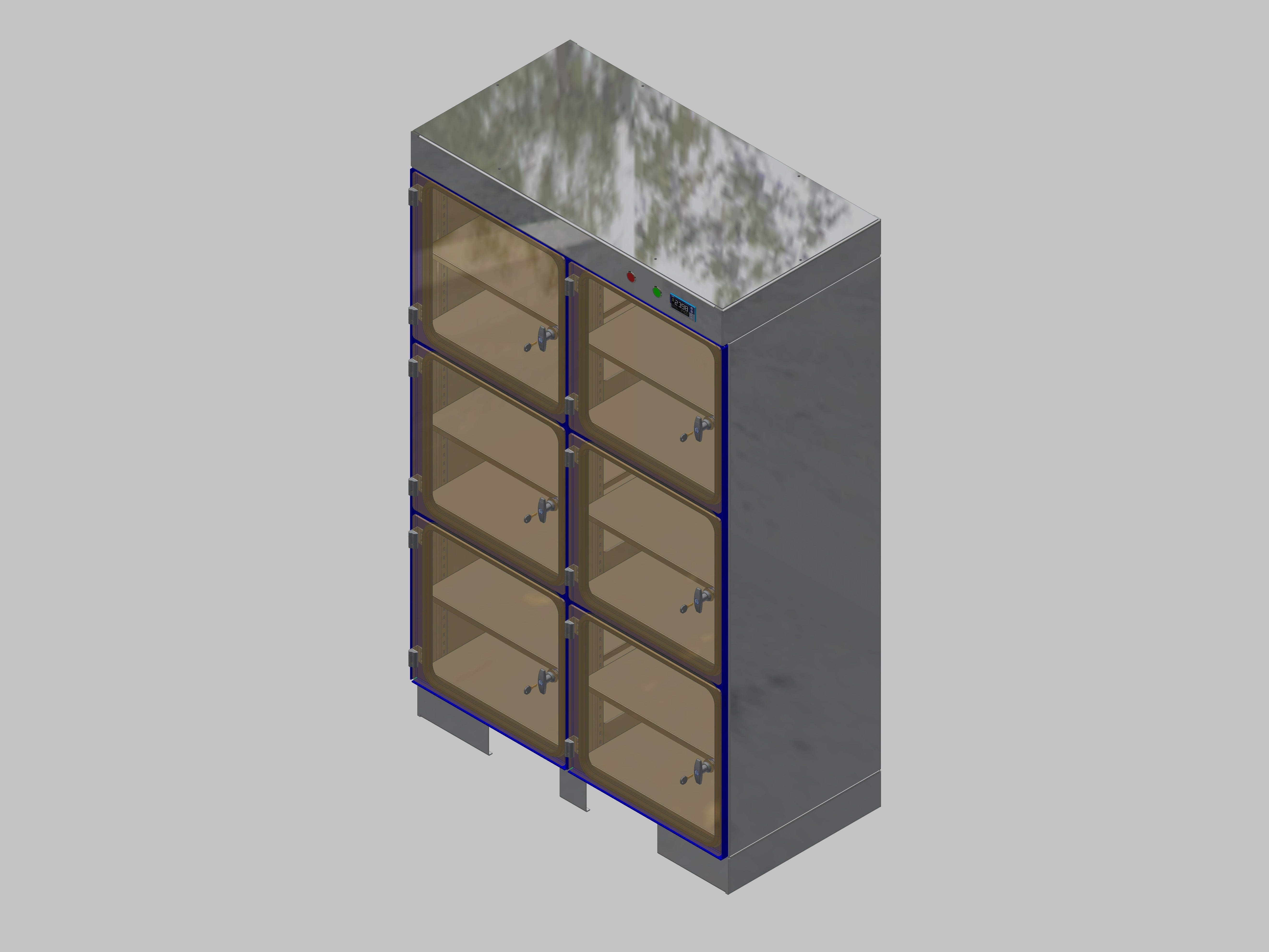 Dry storage cabinet-ITN-1200-6 with 2 shelves per compartment and base design that can be accessed with adjustable feet