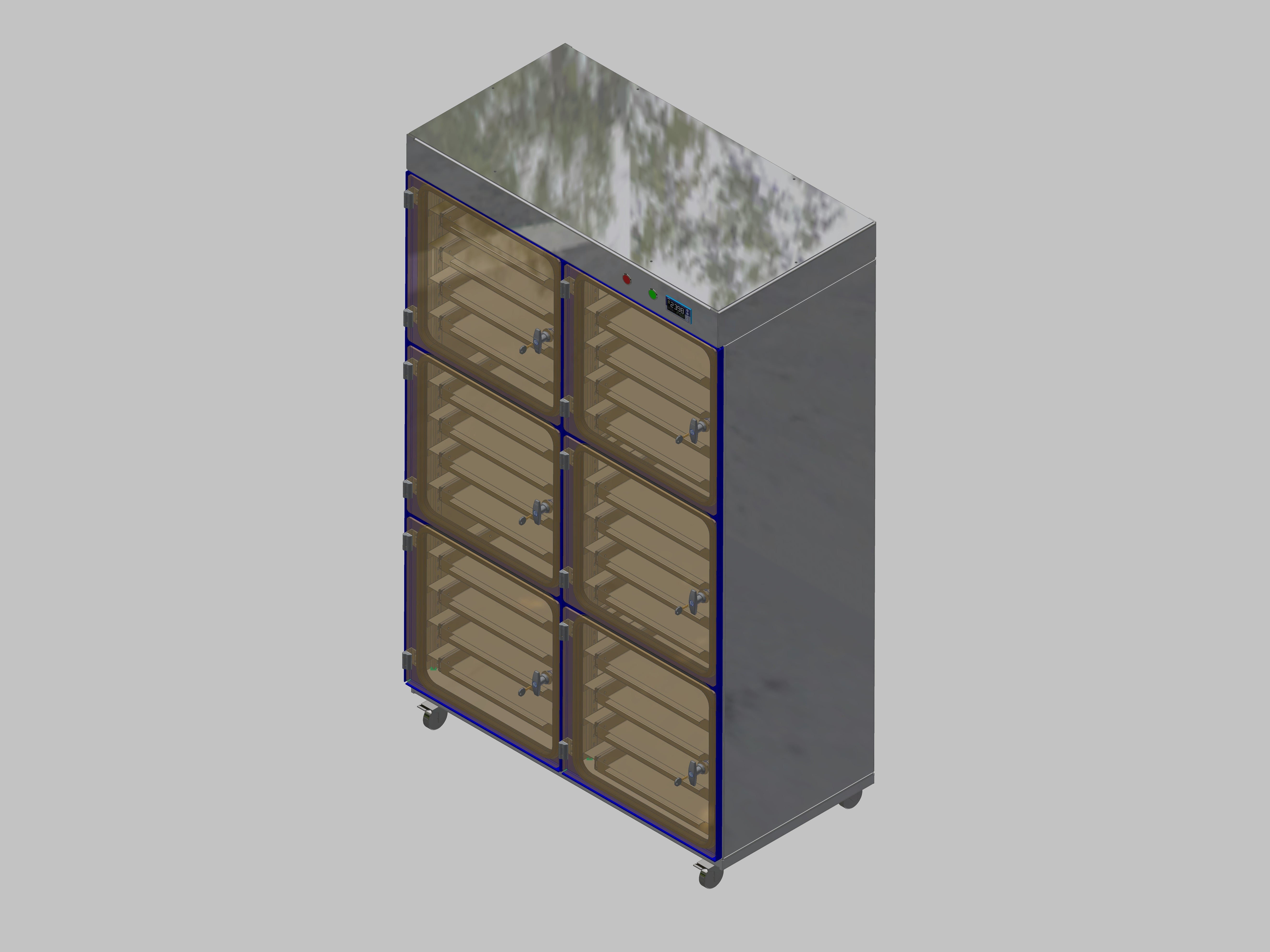 Dry storage cabinet-ITN-1200-6 with 4 drawers per compartment and base design with wheels